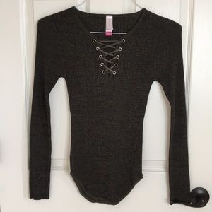 Olive lace up long sleeve